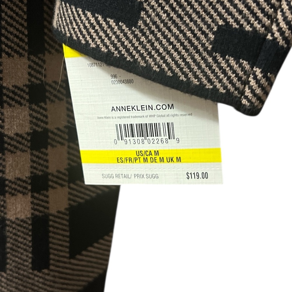 Anne Klein- NWT- Black and Tan Plaid Women's Coat  Medium - Picture 5 of 8